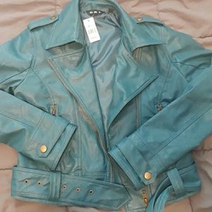 Blue leather jacket